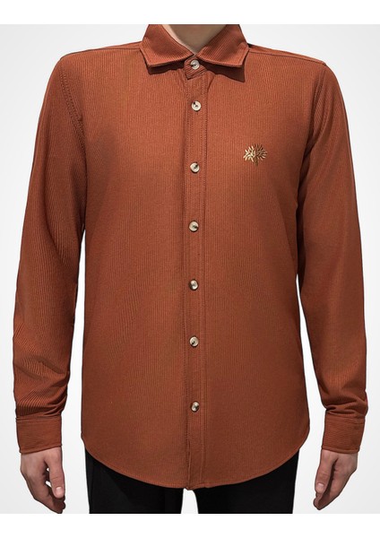 Kadife Örme Gömlek Nakışlı