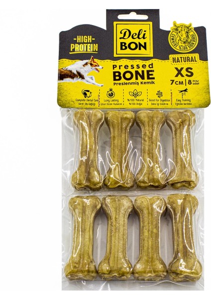Delibon Deri Köpek Çiğneti Pres Kemik 8X7CM Natural