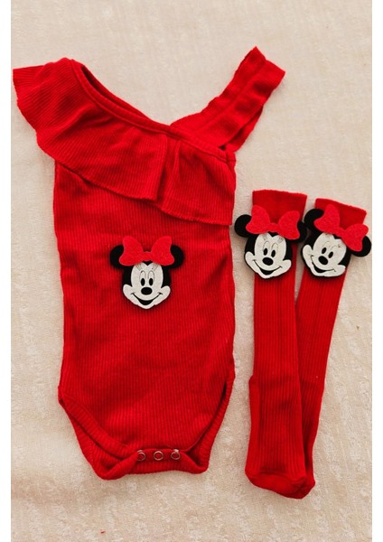 Kız Çocuk Ribana Tek Kol Askılı Çıtçıtlı Body Çorap Set Hediyelik Renkli