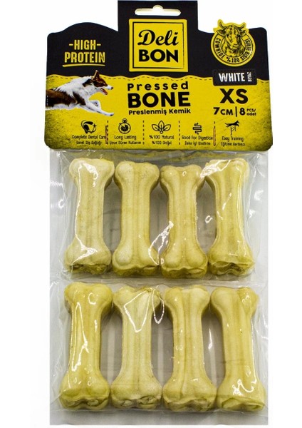 Delibon Deri Köpek Çiğneti Pres Kemik 8X7CM Beyaz