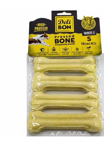 Delibon Deri Köpek Çiğneti Pres Kemik 4X12CM Beyaz