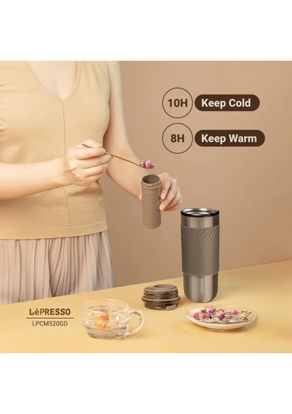 520ML Thermal Mug Demleme Süzgeçli Paslanmaz Çelik 8/10 Saat Sıcak Soğuk