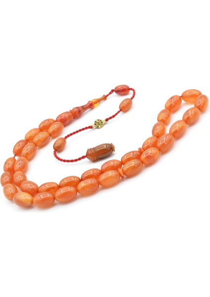 Ahmet Emin Imzalı Badem Kesim Hareli Bej Sıkma Kehribar Tesbih modelleri