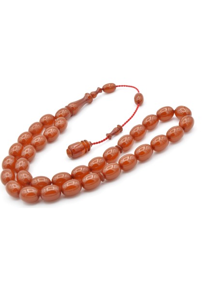 Ahmet Emin Yapımı Tombul Beyzi Kesim Turuncu Sıkma Kehribar Tesbih modelleri