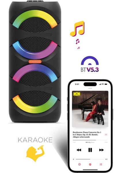 Mxbass 16W Bluetooth Hoparlör LED Işıklı Ses Sistemi Parti Speaker Karaoke Özellikli fırsatları