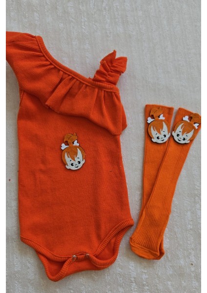 Kız Çocuk Ribana Tek Kol Askılı Çıtçıtlı Body Çorap Set Hediyelik Renkli