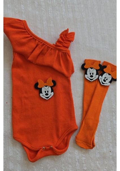 Kız Çocuk Ribana Tek Kol Askılı Çıtçıtlı Body Çorap Set Hediyelik Renkli