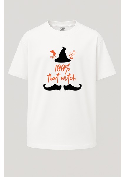 Oversize Cadı Silüeti Cadılar Bayramı Halloween Unisex Baskılı Tişört
