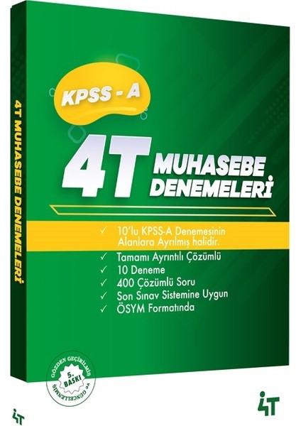 Kpss-A Tamamı Çözümlü 10’lu Muhasebe Denemeleri 5. Baskı fiyatları
