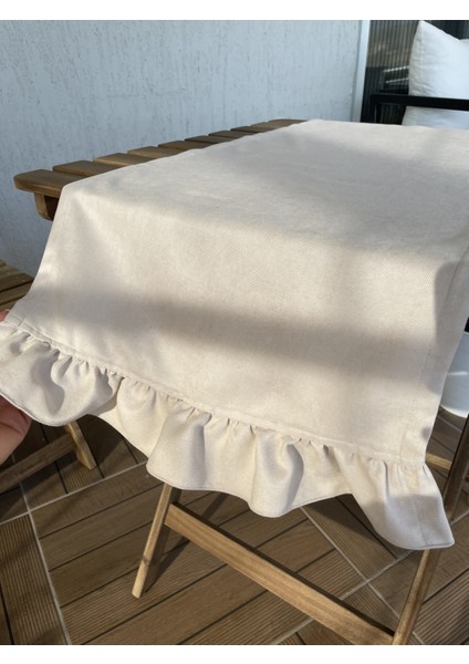 Vintage Taş Rengi Tek Kat Fırfırlı Runner fiyatları