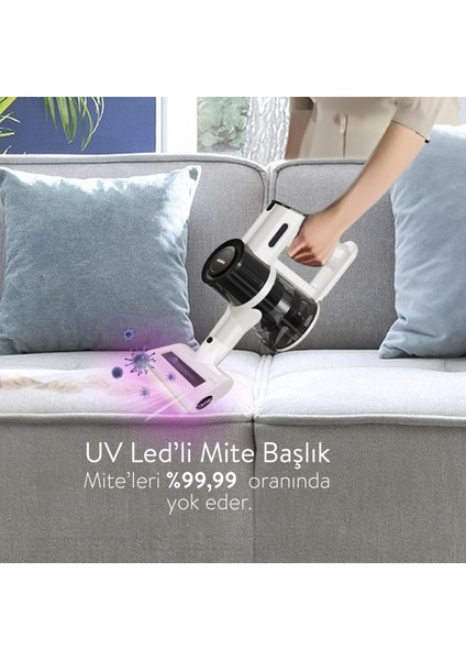 Bldc Motorlu Dikey Kablosuz Şarjlı LED Aydınlatmalı SÜPÜRGE 250 Watt SVC-8620 fırsatları