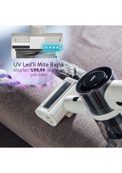 Bldc Motorlu Dikey Kablosuz Şarjlı LED Aydınlatmalı SÜPÜRGE 250 Watt SVC-8620