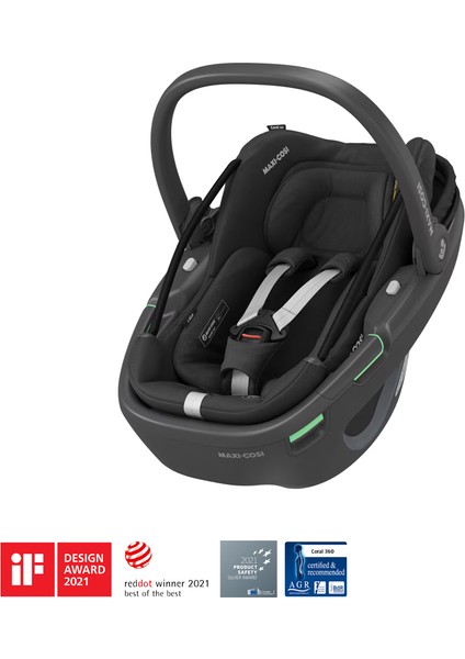 Coral 360 Dönebilir 2'si Bir Arada Modüler Ana Kucağı ve Oto Koltuğu Essential Black