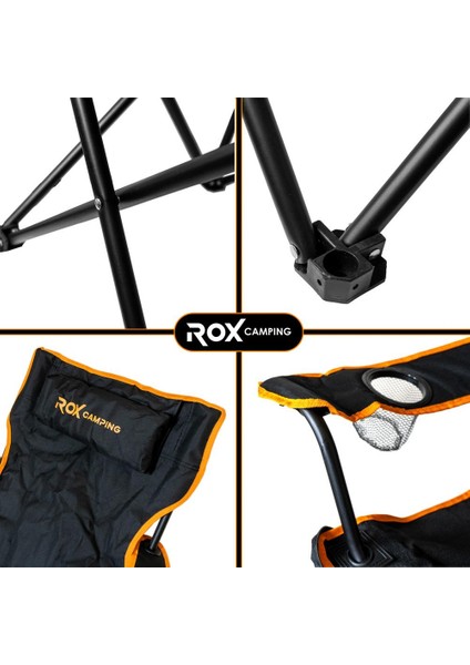 Rox Campıng Katlanır Kamp Sandalyesi - Siyah
