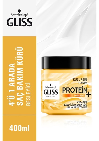 Schwarzkopf Gliss 4'ü 1 Arada Saç Bakım Kürü 400 ml Shea Yağı İçeren Besleyici Onarıcı Doğal Formül fırsatları