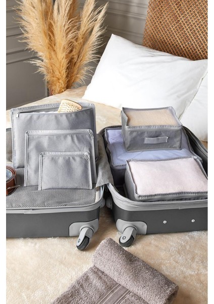 6 Parça Valiz Düzenleyici Set Farklı Boy 36x27x13 cm Antrasit Polipropilen Seyahat Organizeri fırsatları