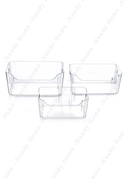 3 Lt Şeffaf Sert Plastik Çok Amaçlı Dolap ve Buzdolabı Organizer 23x16x9,5 cm Mutfak Düzenleyici