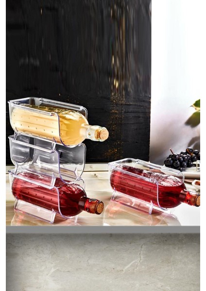 Şeffaf Dayanıklı Plastik Kat Kat İstiflenebilir Şişe Organizeri 2'li Düzenleme Seti fırsatları