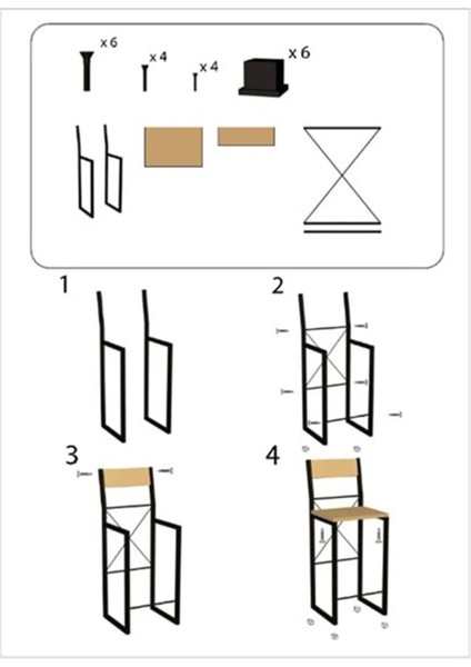 Modern Bar Yemek Masası Takımı Suntalam Gövde Metal Ayak 100x45x95 cm Doğal Ahşap Renkli Demonte