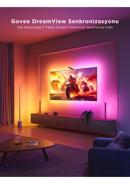 Envisual Led 3 Lite TV Arkası Led Şerit Ambiyans Aydınlatma Tv Renk Senkronizasyonu 40-50 inc TV'ler ile Uyumludur