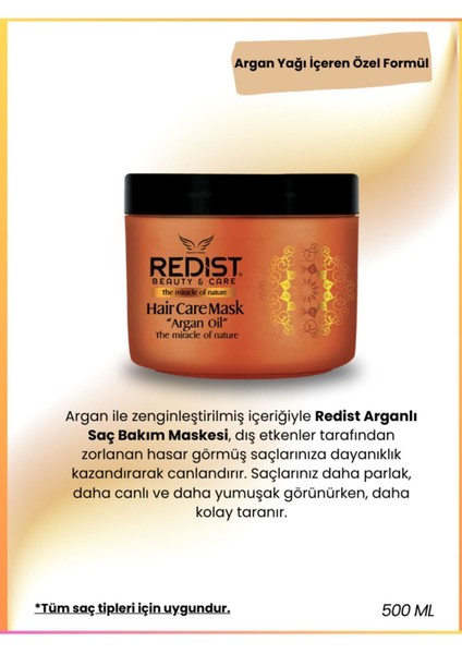Saç Bakım Maskesi 500 ml Argan Yağı İçeren Yıpranma Karşıtı Canlandırıcı Doğal Formül indirimleri