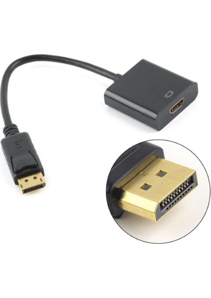 DisplayPort HDMI Çevirici Adaptör Altın Uçlu Laptop Monitör HDTV ve Projeksiyon Uyumlu
