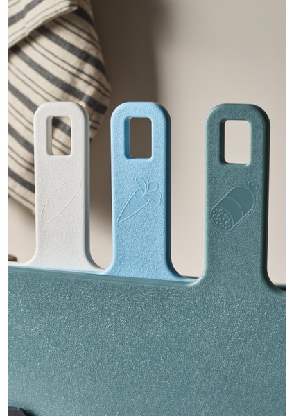 Brice 4 Parça Renkli Çift Taraflı Plastik Kesme Tahtası Seti 23 cm Stantlı