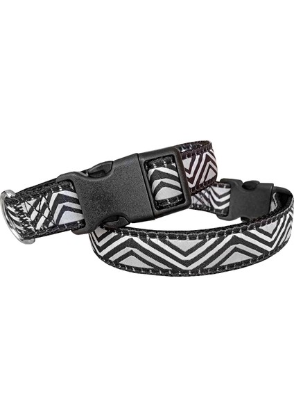 Doggie Dalga Desenli Dokuma Köpek Boyun Tasması 1,5 cm x 27-40 cm Siyah