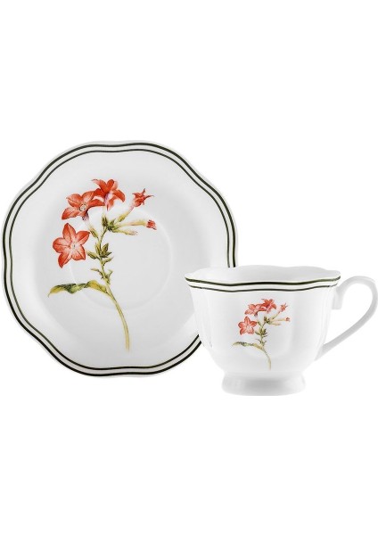 Little Garden Porselen Kahve Fincan Takımı Çiçek Desenli 6 Kişilik 12 Parça Set