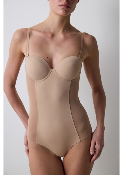 Bej Premium Bodysuit Korse