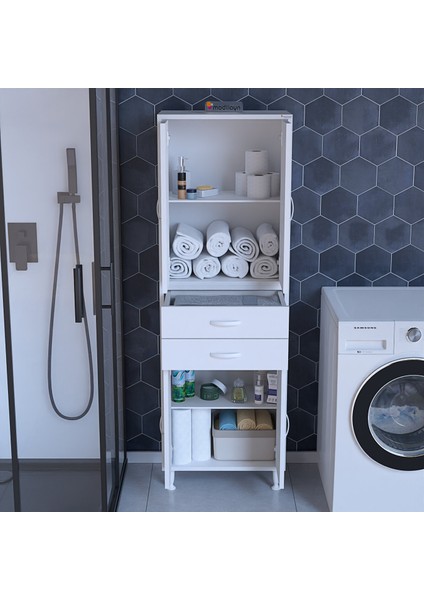 SOFT NEWYORK 55 x 187,9 x 32,5 cm 4 Kapaklı 2 Çekmeceli 5 Bölmeli Çok Amaçlı Dolap fiyatları