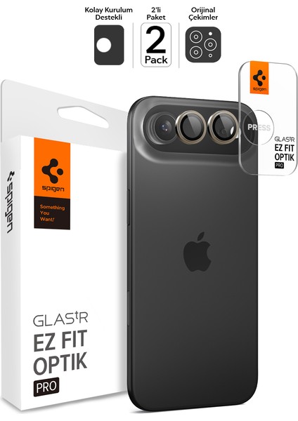 iPhone Air ile Uyumlu Kamera Lens Camı Koruyucu Kolay Kurulum GLAS.tR EZ Fit Optik Pro (2 Adet) Gold - AGL10131