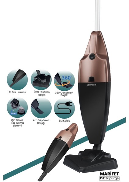 Dikey Elektrikli Süpürge 2 L Torbasız Kuru Kullanım Yıkanabilir Çift Filtre Güçlü Emiş indirimleri