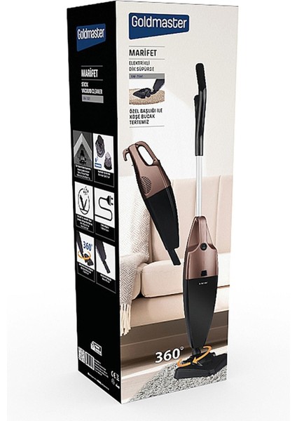 Dikey Elektrikli Süpürge 2 L Torbasız Kuru Kullanım Yıkanabilir Çift Filtre Güçlü Emiş