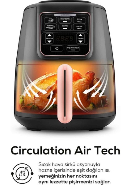 Air Pro Cook 3 in 1 XL Airfryer 4 L Tek Hazneli Çok Fonksiyonlu Enerji Tasarruflu Kolay Temizlik