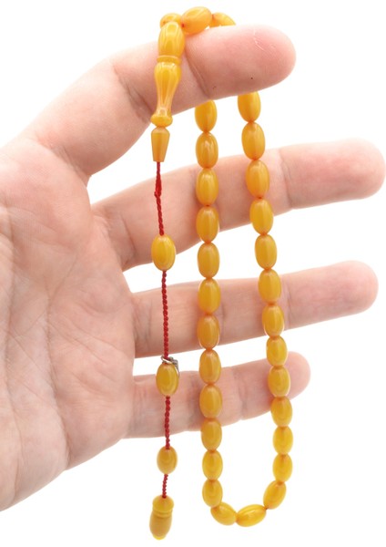 Ahmet Emin Usta Imzalı Badem Kesim Sarı Sıkma Kehribar Tesbih fiyatları