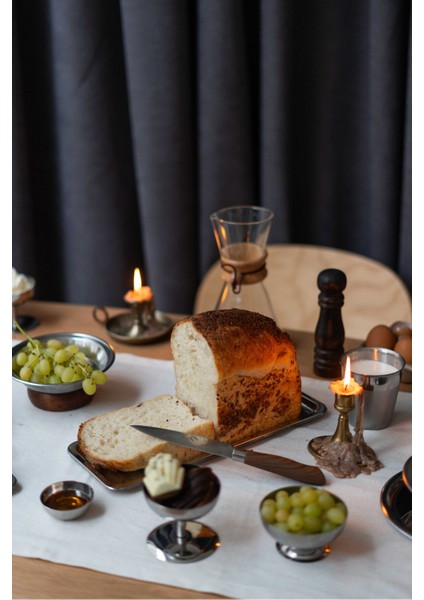 Metal Sunum Tabağı 33x13x1 cm Dikdörtgen Mat Gri Yüzeyli Dayanıklı 1 Adet