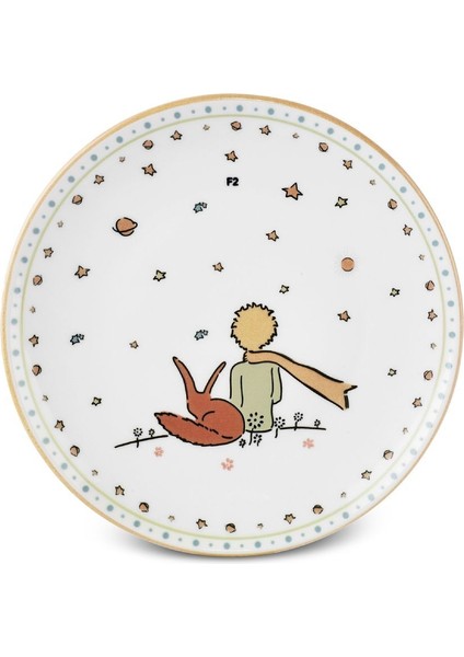 Seramik Pasta Tabağı Seti 20 cm Küçük Prens Desenli 6 Parça Şık ve Zarif Tasarım