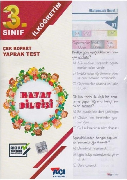 3.Sınıf Hayat Bilgisi Çek Kopart Yaprak Test