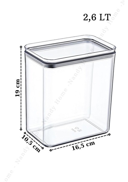 2,60 Lt Dikdörtgen Şeffaf Contalı Sızdırmaz Kapaklı Erzak Saklama Kabı 3'lü Set