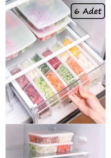 Plastik Saklama Kabı 1 Litre 4 Bölmeli Sızdırmaz Bulaşık Makinesinde Yıkanabilir 6'lı