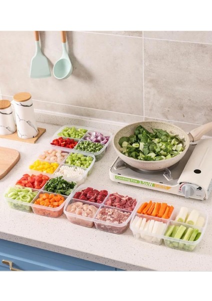 Plastik Saklama Kabı 1 Litre 4 Bölmeli Sızdırmaz Bulaşık Makinesinde Yıkanabilir 6'lı