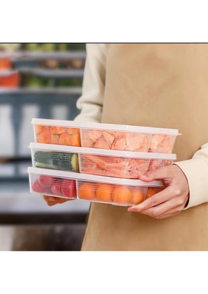 Plastik Saklama Kabı 1 Litre 4 Bölmeli Sızdırmaz Bulaşık Makinesinde Yıkanabilir 6'lı