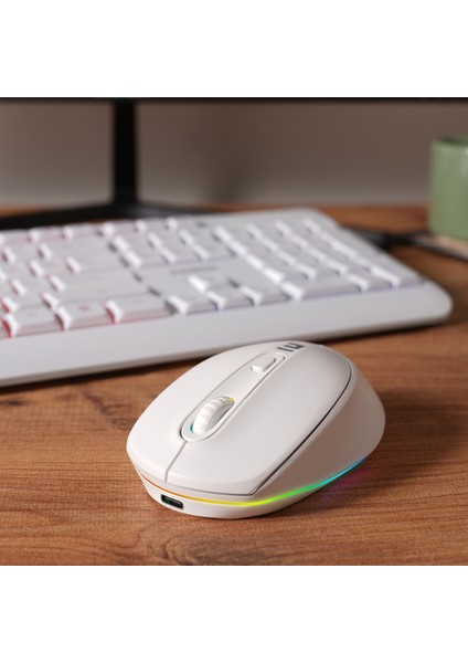 KM-1500 Beyaz Kablosuz Rainbow Aydınlatmalı Q Multimedia Klavye ve Mouse Seti fırsatları