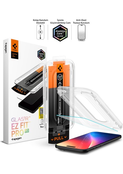 iPhone Air ile Uyumlu Cam Ekran Koruyucu AluminaCore™ iyonlaştırılmış Güçlendirilmiş Cam Teknolojisi Anti-Dust Uygulama Kolay Kurulum GLAS.tR EZ Fit Pro HD - AGL09870
