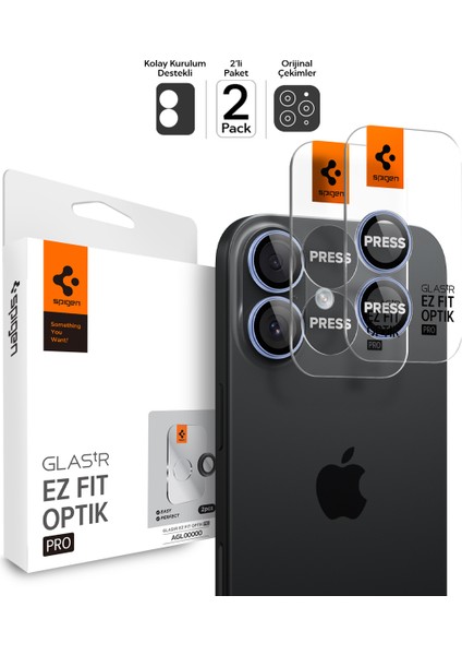 iPhone 17 / 16 Plus / 16 ile uyumlu Kamera Lens Camı Koruyucu Kolay Kurulum Glas.tR EZ Fit Optik Pro (2 Adet) Blue - AGL10129