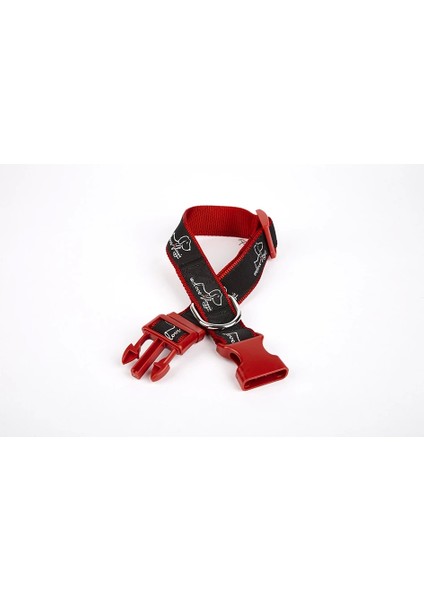 Doggie Köpek Desenli Dokuma Köpek Boyun Tasması 3 cm x 36-60 cm Kırmızı