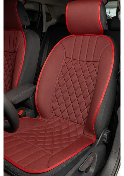 Volkswagen Polo 6c 2014-2017 Uyumlu Oto Koltuk Minderi Ergonomik Elegance 2'li Lüks Set Kırmızı