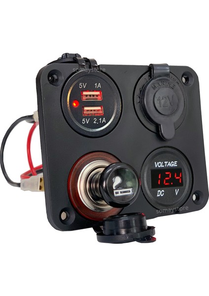 Marine 4'lü Panel USB - Şarj- Çakmaklık - Voltmetre fiyatları