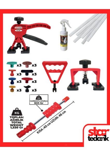 Pdr Boyasız Göçük Düzeltme Seti 35 Parça Özel Seri